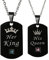 Cupimatch Paare Halskette mit Gravur His Queen Her King für Sie und Ihn Pärchen Kette Verliebte Edelstahl Zirkonia Anhänger 45cm 55cm, Schwarz/Silber