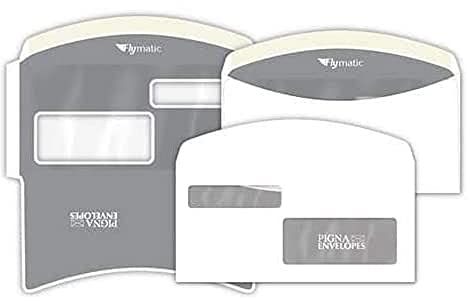 1000 Buste FLYMATIC - Commerciale Gommata f.to 115x230 in carta uso mano FSC 80gr. con due finestre 22x90 45x110 - Pigna Envelopes