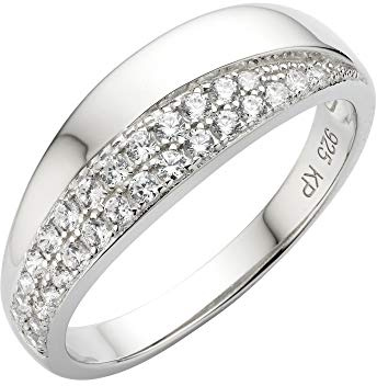 Zeeme Silber Damen Ring 925/- Sterling Silber Glänzend Zirkonia weiß 471270281