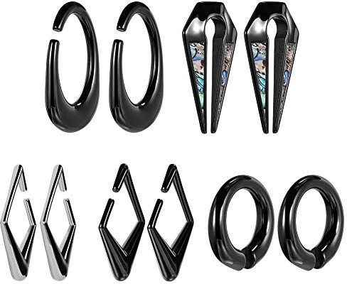 KUBOOZ Tappi e Tunnel Neri per Orecchio di Peso Piercing calibri Orecchini Gancio 6mm barelle Pesanti 1 Paio Gioielli Regalo