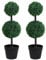 Outsunny Set of 2 Artificial Boxwood Ball Topiary Trees Potted Decorative Plant Indoor Décor (67cm)