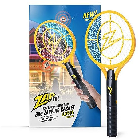 ZAPEZ-LE ! - Tapette à mouches électrique - Batte anti-moustiques et anti-insectes rechargeable à piles - Avec lumière LED très brillante - Sûr à utiliser - 4000 volts - Grand