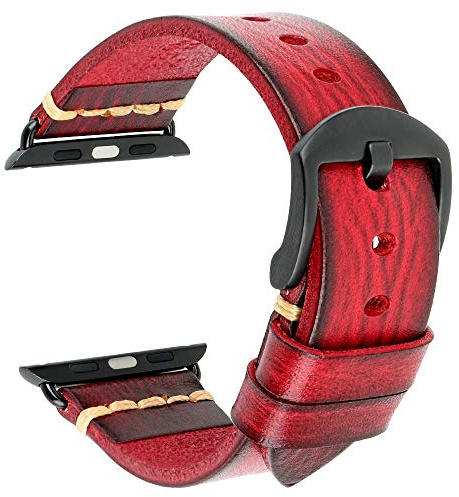 REZERO Correas de Reloj para Apple Watch, Correas para Smartwatch, Cuero Curtido Vegetal, Pulseras de Repuesto para iWatch Serie 9/10/SE/Ultra 46/45/44/42/41/40/38mm