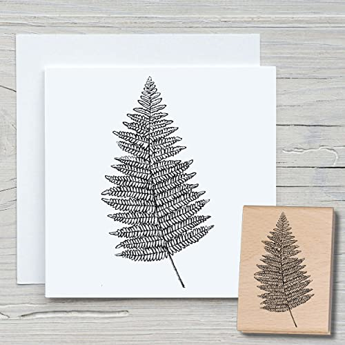 NEWSTAMPS Stempel Farn echt Motivstempel groß aus Holz & Gummi zum Karten basteln, Holzstempel, Blumen, Pflanzen, Floral, Wiese, Gräser, Scrapbook, Textilstempel, Deko, Kinder