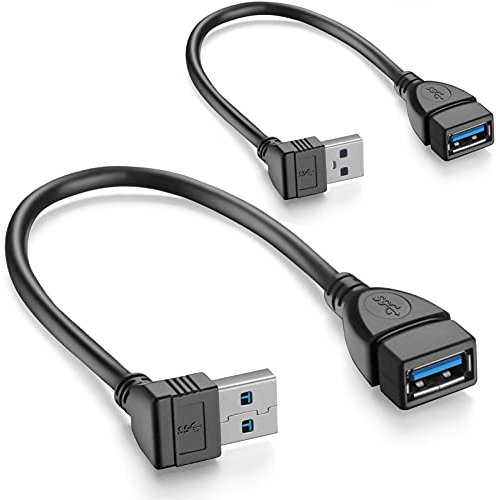 WILLIZTER SuperSpeed USB 3.0 Male to Female Extension Data Cable Up and Down Angle 6 Inch Convertor Adapter Extender Pack of 2