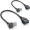 WILLIZTER SuperSpeed USB 3.0 Male to Female Extension Data Cable Up and Down Angle 6 Inch Convertor Adapter Extender Pack of 2