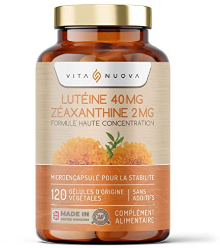 40 mg de lutéine et 2mg de zéaxantine - 120 Capsules - Fabriqué Au Royaume-uni Selon Norme - Sans Additifs (120 Capsules - Bouteille)