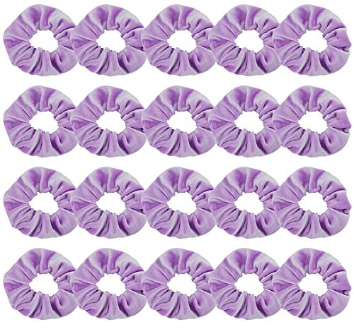 Didder 20 elastici in velluto viola chiaro, morbidi elastici per capelli per donne e ragazze, accessori per capelli
