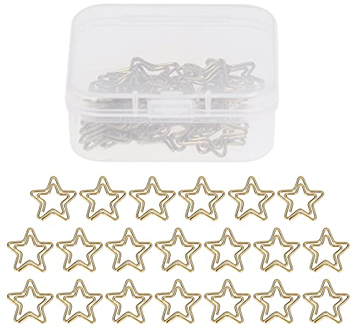 Tyenaza Büroklammern, 20 Stück Goldene Büroklammern, süße Büroklammern, sternförmige Büroklammern, Innovative Form Mini Clips Schreibtischzubehör für Büro, Schule, Zuhause, Bastelprojekt, Dekoration