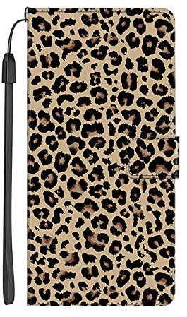 VLQI Cover Libro per OPPO Reno 6 5G Portafoglio Folio con Disegni Leopardo Marrone Custodia Protettiva Antiurto Caso Magnetica e Porta Carte