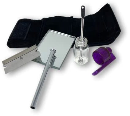 EKNA Zieh Set - Ziehröhrchen Set - 6-teiliges Sniffer Set - Snuff Kit - Sniff Set - Schnupftabak Zubehör mit Ziehplatte Röhrchen Dose Löffel uvw. (1x Set)