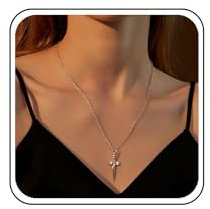 Inilbran Boho Schwert Anhänger Halskette Choker Silber Kreuz Halskette Kette Vintage Dolch Choker Halskette Minimalistisches Schwert Kreuz Choker Halskette Schmuck für Frauen und Mädchen