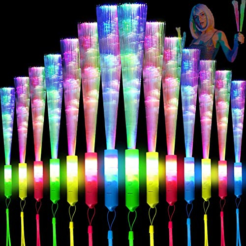 HENGBIRD 12 Stück LED Leuchtstäbe, Knicklichter, Leuchtwedel Party Set mit Multicolor Licht, Glasfaser Leuchtstab für Kinder Weihnachten, Party, Konzert, Hochzeit