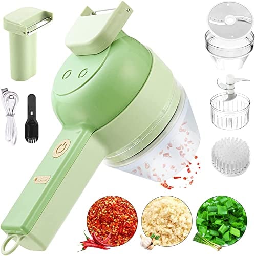 4-In-1 Handheld Food Processor Multifunctional Food Chopper Kitchen Tool Type-C Rechargeable Flesh Blender Waterproof Mini Food Processor Vegetable Chopper Electric Ginger Onion Garlic Crusher