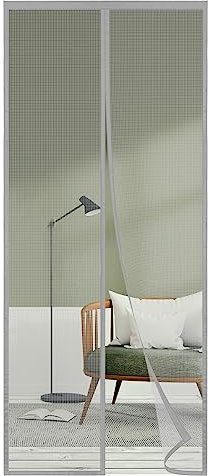 Mosquitera Puerta Magnética 85x200, SHA2WEN Mosquiteras para Puertas Gris, Disfrute del Buen Verano en Familia