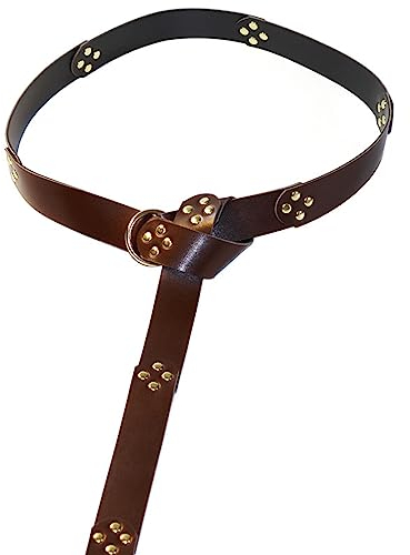 Kielsjajd Kleine Gürtelschnallen Basteln Mittelalterlicher Ringgürtel PU-, Retro-Gürtel für LARP-Ren- und Halloween-Partys Bier Gürtelhalter (Brown, One Size)