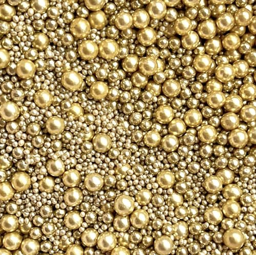 Gold Sprinkles for cakes edible gold metallic pearls Christmas wedding birthday party decoration cupcake cake toppers balls gold sprinkle mix blend baking 100s and 1000s topper 50g BILLIONAIRE 2
