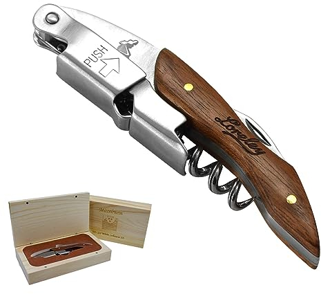 LORELEY® MITTELRHEIN Germany Couteau de sommelier de qualité supérieure | Tire-bouchon | Décapsuleur en bois d'olivier et acier inoxydable pour serveur et barman | Tous les foyers et occasions (boîte