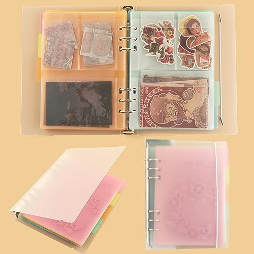 20 Seiten A5, 6 Ringe, transparente Stempelaufbewahrung, Prägeordner, Aufbewahrung mit Trennwänden Karten, Ordner, Aufbewahrungstasche für DIY, Scrapbooking, Kunsthandwerk, Sammeltaschen