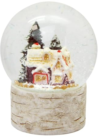 Schneekugel Familie Zuckerbäckerhaus Weihnachtsbäckerei Nostalgie Sockel Holzoptik Landhaus Country Line rund, Durchmesser 100mm * 20210