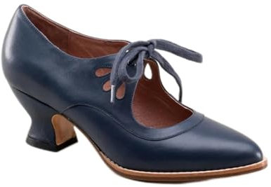 ZIRIA Zapatos retro Mary Jane para mujer, estilo vintage, con cordones, tacón bajo, para mujer, talla grande