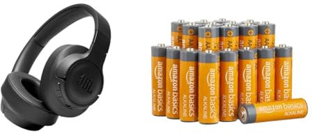 JBL Tune 760 NC – Bluetooth Over-Ear Kopfhörer in Schwarz mit aktivem Noise-Cancelling – Langer Musikgenuss von bis zu 35 Stunden & Amazon Basics AA-Alkalibatterien