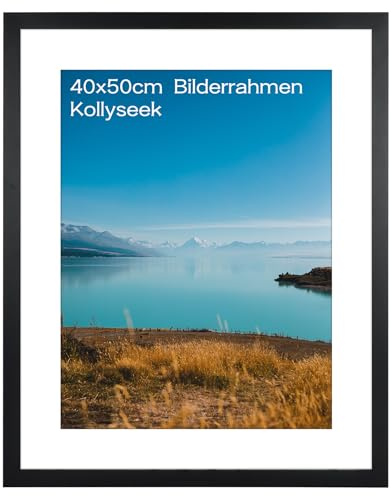 kollyseek Bilderrahmen 40x50 cm aus MDF und Acrylglas-Schwarz holz,zum Aufhängen & Aufstellen, Wohnzimmer Dekorahmen(black)