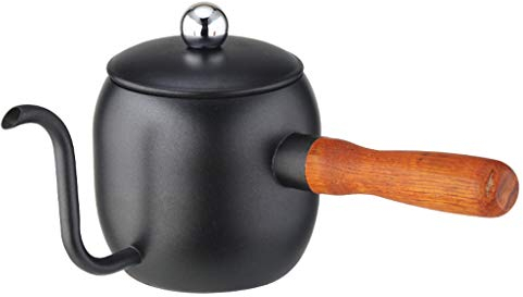 Saiyana Cafetera japonesa de acero inoxidable de 500 ml con mango de madera, herramienta de cocina, cafetería, bar, cafetera, 5 tazas, programable
