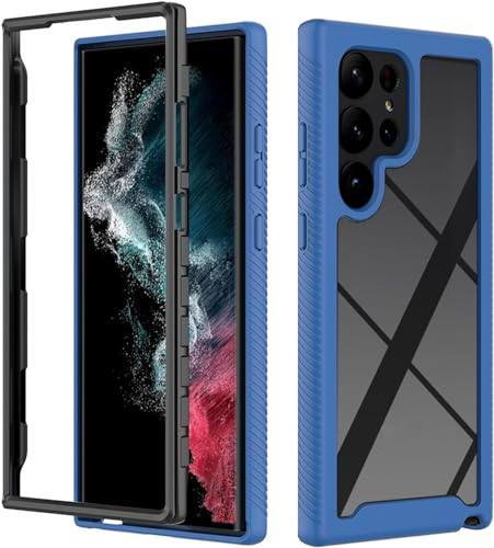 ADINGA Schutzhülle für Samsung Galaxy S24 Ultra, S24 Plus, S24, weicher Rand, stoßfest, mit Displayschutz, Kameraschutz, Polycarbonat, kratzfeste Abdeckung (S24, Blau)