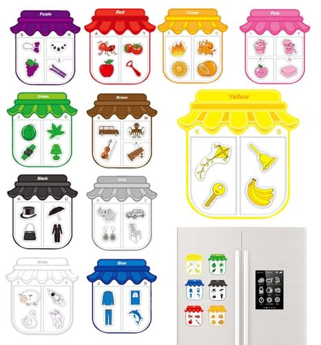Colour Recognition Magnetic Sorting Set For Fridge, Montessori Colour Sorting Fridge Magnets For Kids, Magnetic Toys Baby Development Toys Educational Toys For Nursery Home Kindergarten, 44