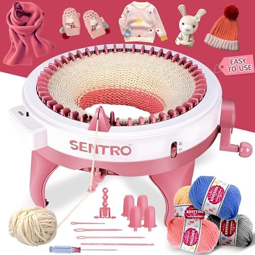 ROHSCE Strickmaschine Mit 48 Nadeln und Reihenzähler für Kinder, DIY Doppelmodus für Socken, Mützen