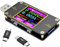 YEREADW USB Tester Messgerät USB C Strommessgerät Power Meter Digital Multimeter, Voltmeter Spannung Strom, Ladestrom Leistungskapazität Detektor Amperemeter mit Typ-C Adapter (A3)