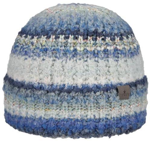 LIERYS Milova Strickmütze Füllige Umschlagmütze Wolle Made in Germany Damen Winter blau One Size