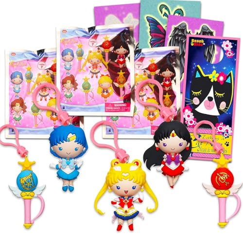 Sailor Moon: 3 Stück Schlüsselanhänger Mystery Figuren plus Tattoos, mehrfarbig für Kinder und Mädchen