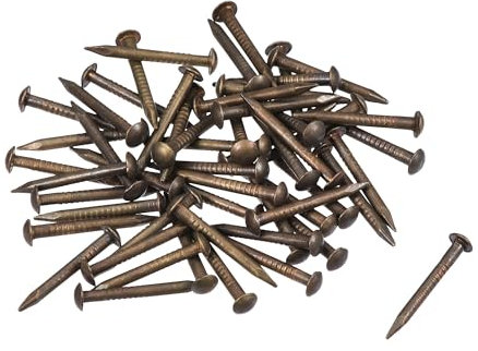 TOP-VIGOR 50Pcs Hardware Nails, 1.2mmx12mm Brass Nails and Pins Assortment, Wall Pins Tacks Nails for Woodworking, Panel Pins for Hanging Picture, Frame, Mirror, Furniture, Construction