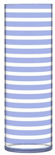 Blaue und weiße gestreifte Kunststoff-Blumenvase für Heimdekoration, 30 x 10 cm, große Blumenvase, moderne Blumenvasen für Tafelaufsatz, Wohnzimmer, Esstisch, Dekoration