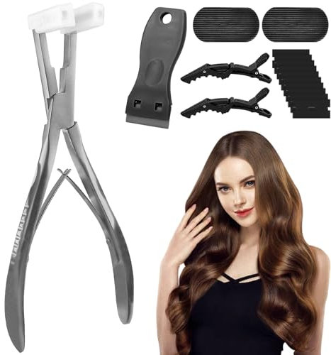 Tape in Haarverlängerungen Zange, Professional Edelstahl Hair Extension Pliers, Extensions Zange Echthaarverlängerungen Styling Tool für Salon professionelle Installation