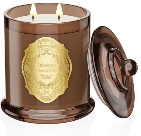 M&SENSE Duftkerze Große 2-Docht Sojakerzen| Tobacco Vanille Duftkerzen im Glas|12.7oz 360g Natürliches Sojawachs|70 Stunden Brenndauer|Kerzen Geschenke für Frauen, Candle for Home Scented