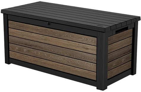 Keter Gartenbox Northwood 623L | 157x72x69 cm | Kunststoff in Holzoptik (Walnuss) | Deckel bis 270 kg belastbar | abschließbar