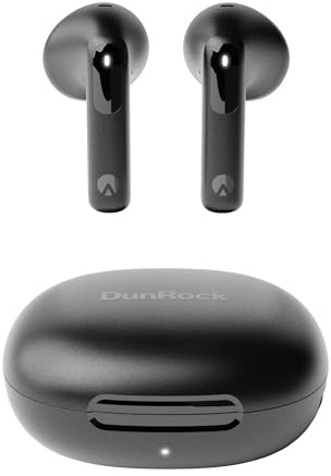 DunRock Semi In-Ear Kopfhörer Bluetooth 5.4 – Kabellose Ohrhörer mit Hybrid-ANC, Multipoint, App-Steuerung, 24h Akku, niedriger Latenz, USB-C, True Wireless für Arbeit, Reisen & Gaming (Matt Schwarz)