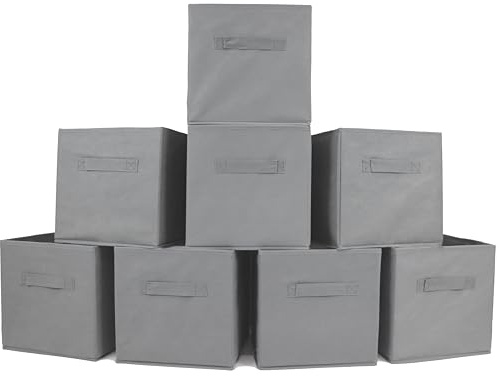 Clay Roberts Storage Cubes, Storage Boxes, Pack of 8, Grey, Fabric Basket Set for Storage Units, 25cm x 25cm x 25cm, Black Baskets, Boxes, Box, Unit Cubes