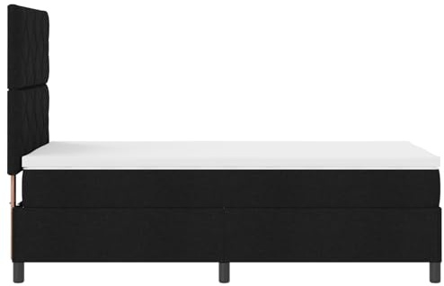 vidaXL Boxspringbett mit Matratze Schwarz Stoff 100X200 cm Moderne Polsterung für Schlafzimmer Innengebrauch Erwachsene Einzelne Schlaflösung Möbel Topper Bequem
