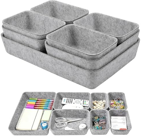 ZYEKIU Schubladen Organizer 7 Stück Stapelbare Filz Aufbewahrungsboxen | Kleiderschrank Organizer Schubladen Ordnungssystem für Schreibtisch Schminktisch Nachttisch Schrank