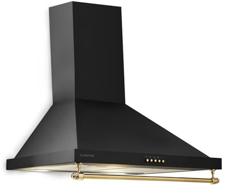Klarstein Montblanc wall bonnet, extractor bonnet exhaust air/recirculating air, 3 levels, chimney with max. exhaust output: 610 m³/h, wall-mounted, width: 60 cm, black