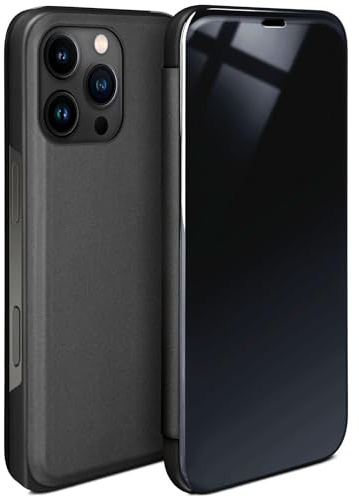 moex Dünne 360° Handyhülle passend für iPhone 16 Pro Max | Transparent bei eingeschaltetem Display - in Hochglanz Klavierlack Optik, Anthrazit