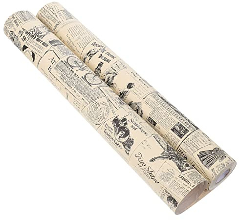 WOFASHPURET Papier Peint Autocollant Mural Vintage Journal Anglais en Pvc, Dimensions 45 Cm X 10 M, Papier Peint Amovible Décoratif pour Salon, Stickers Muraux Décoratifs Frais et Adhésifs,