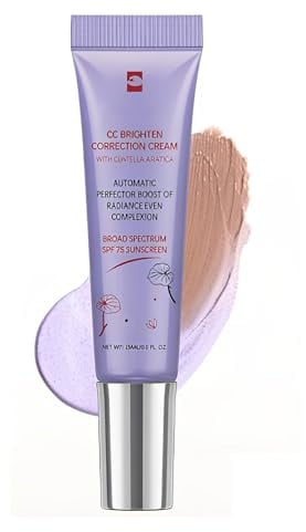 CC Cream Viola Correttore Colorito Spento, Crema Colorata Viso Illuminante Anti-Giallo con Centella Asiatica, Fondotinta Coreano Leggero e Uniformante per Pelle Radiosa e Naturale