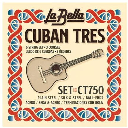 La Bella Strings »CUBAN TRES - CT750 - BALL END« Saiten für Cuban-Gitarre - Plain Steel/Silk and Steel - 6 Saiten in 3 Chören