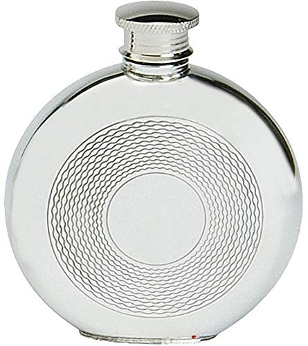 Pewter Round Flask Ripple Design 6oz Screw Top Possible for Engraving