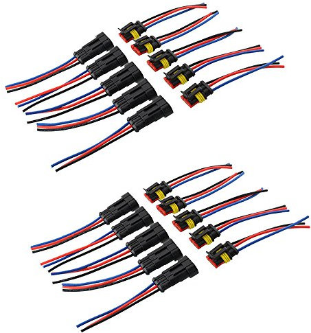 E Support™ 10 X Connecteur Electrique Etanche Prise 3 Pin Kit avec Fil AWG pour Voiture Connecteur auto c?bler